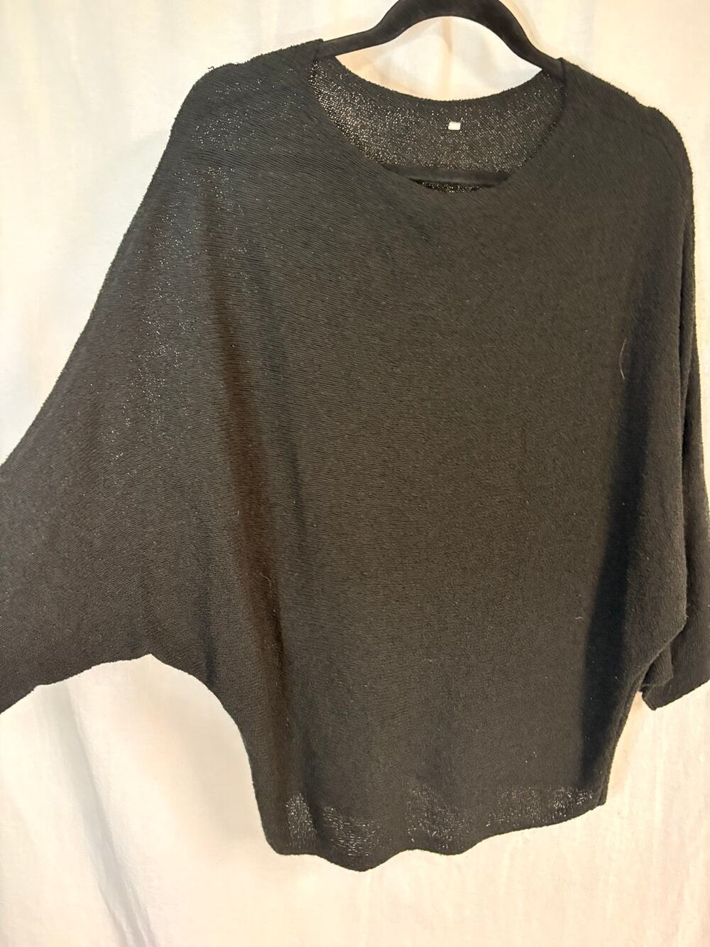 Black Dolman Batwing Oversized Knit Sweater Top Acrylic Nylon